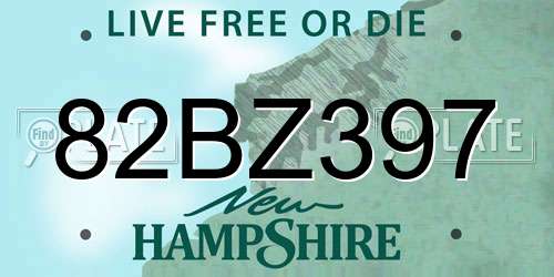 82BZ397 New Hampshire License Plate