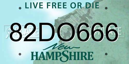 82DO666 New Hampshire License Plate
