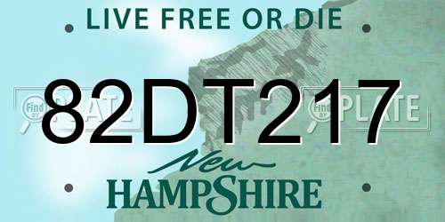 82DT217 New Hampshire License Plate