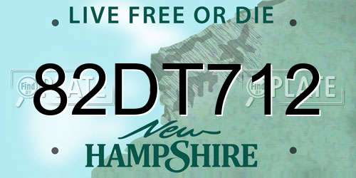 82DT712 New Hampshire License Plate