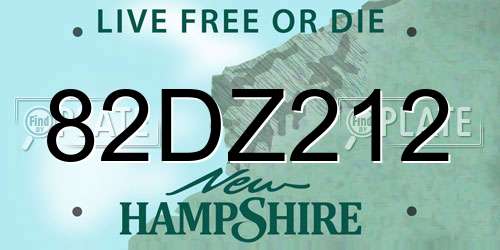 82DZ212 New Hampshire License Plate