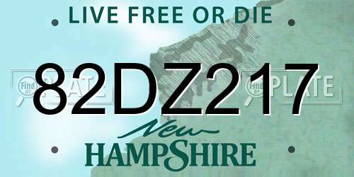 82DZ217 New Hampshire License Plate
