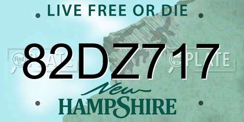 82DZ717 New Hampshire License Plate