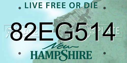 82EG514 New Hampshire License Plate