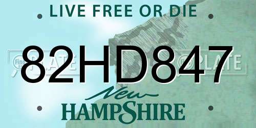 82HD847 New Hampshire License Plate