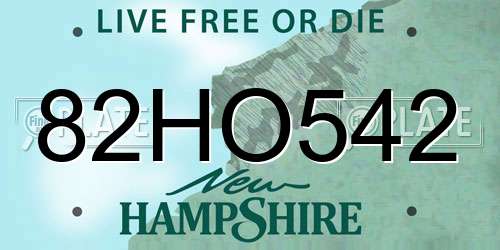 82HO542 New Hampshire License Plate