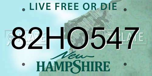 82HO547 New Hampshire License Plate