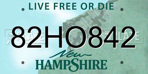 82HO842 New Hampshire License Plate