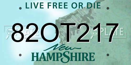 82OT217 New Hampshire License Plate