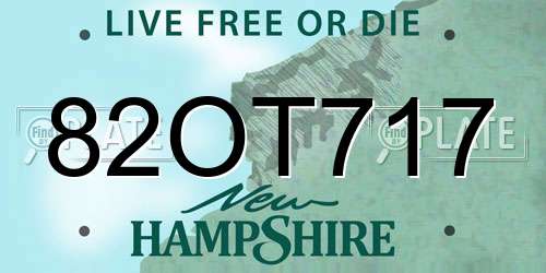 82OT717 New Hampshire License Plate