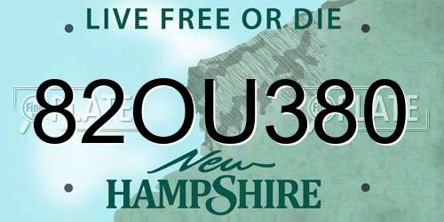 82OU380 New Hampshire License Plate