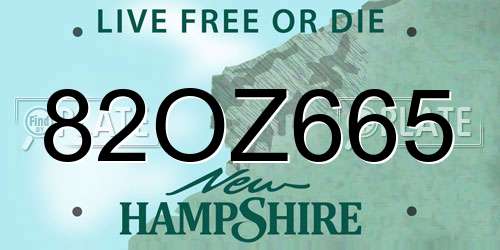 82OZ665 New Hampshire License Plate