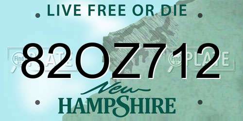 82OZ712 New Hampshire License Plate