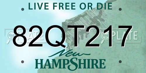 82QT217 New Hampshire License Plate
