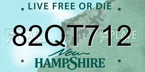 82QT712 New Hampshire License Plate