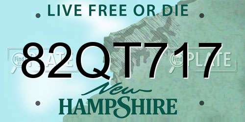 82QT717 New Hampshire License Plate