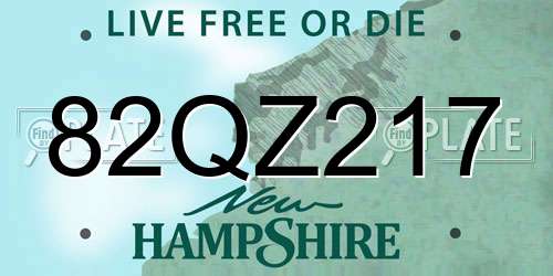 82QZ217 New Hampshire License Plate