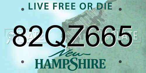 82QZ665 New Hampshire License Plate