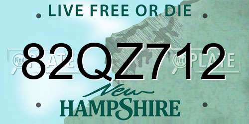 82QZ712 New Hampshire License Plate