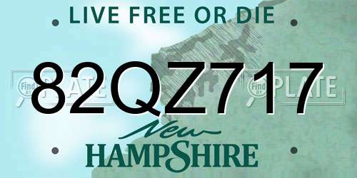 82QZ717 New Hampshire License Plate