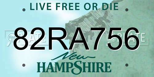 82RA756 New Hampshire License Plate
