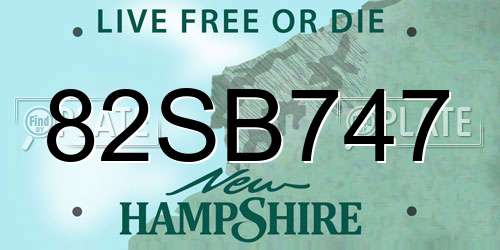 82SB747 New Hampshire License Plate