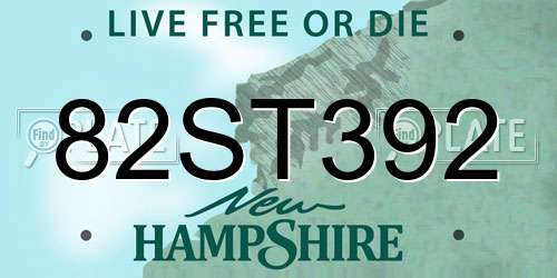 82ST392 New Hampshire License Plate