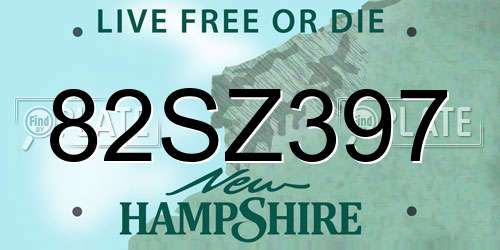 82SZ397 New Hampshire License Plate