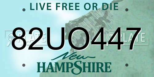 82UO447 New Hampshire License Plate