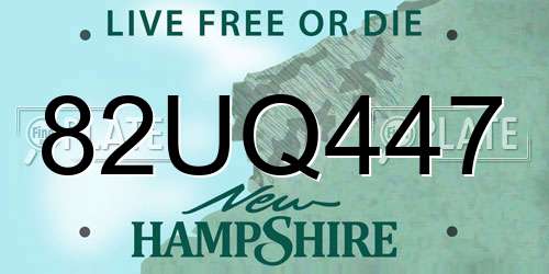 82UQ447 New Hampshire License Plate