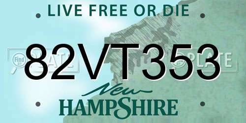 82VT353 New Hampshire License Plate