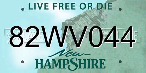 82WV044 New Hampshire License Plate