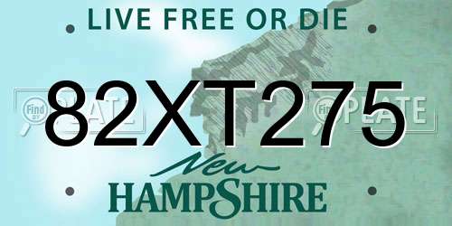 82XT275 New Hampshire License Plate