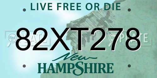 82XT278 New Hampshire License Plate