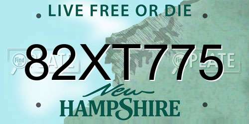 82XT775 New Hampshire License Plate
