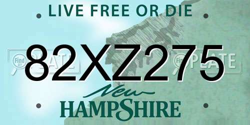 82XZ275 New Hampshire License Plate
