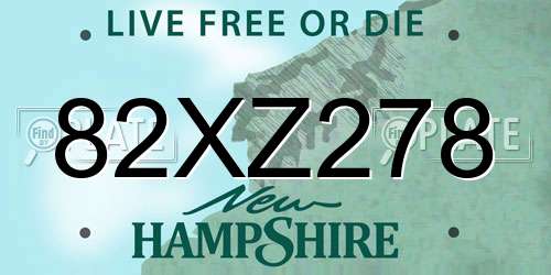 82XZ278 New Hampshire License Plate