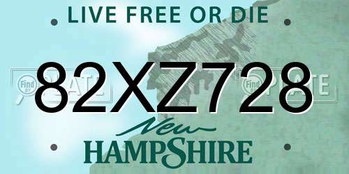 82XZ728 New Hampshire License Plate