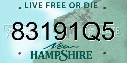 83191Q5 New Hampshire License Plate