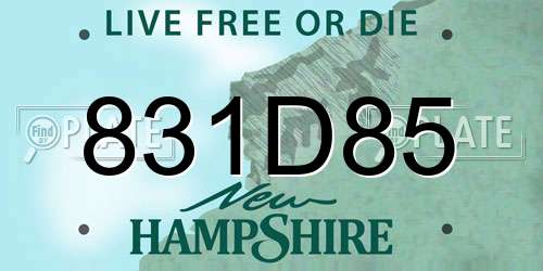 831D85 New Hampshire License Plate
