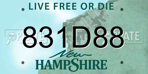 831D88 New Hampshire License Plate
