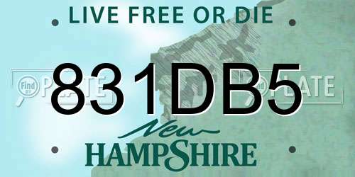 831DB5 New Hampshire License Plate