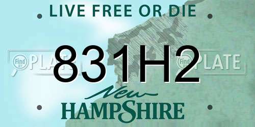 831H2 New Hampshire License Plate