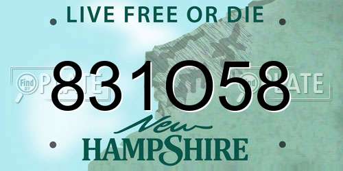 831O58 New Hampshire License Plate