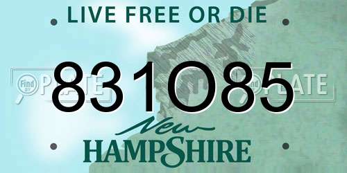 831O85 New Hampshire License Plate