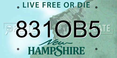 831OB5 New Hampshire License Plate