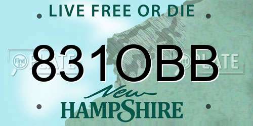 831OBB New Hampshire License Plate