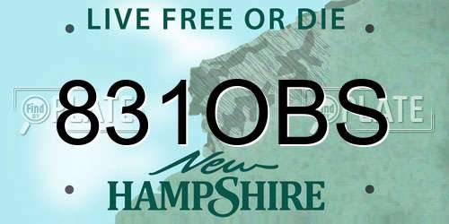 831OBS New Hampshire License Plate