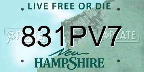 831PV7 New Hampshire License Plate