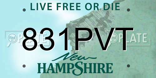 831PVT New Hampshire License Plate